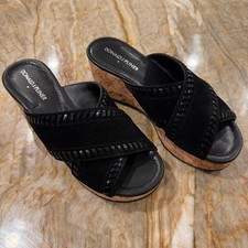 Donald J Pliner Savee Black Sport Suede Wedge Sandals US 6M