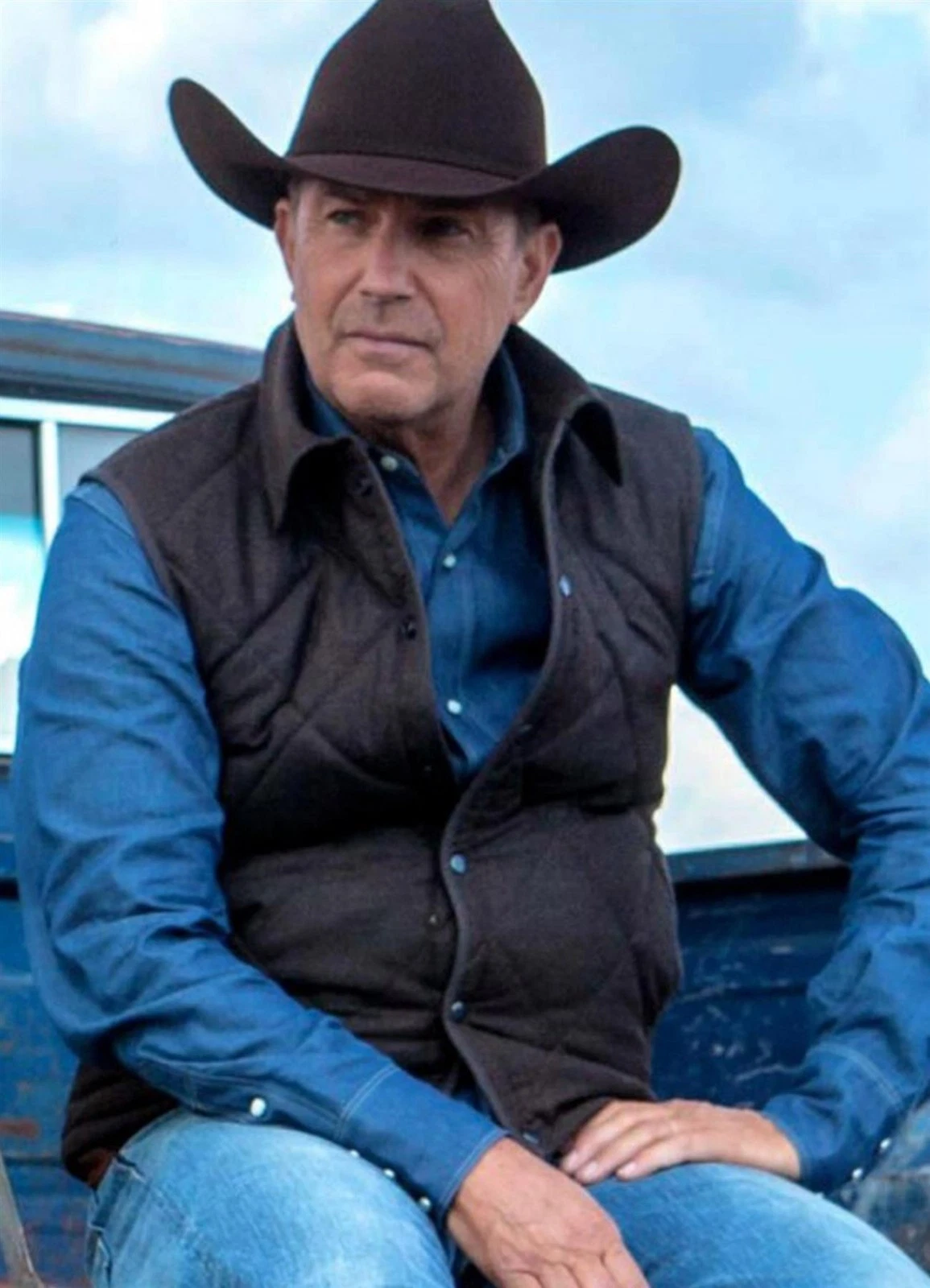 Kevin Costner Yellowstone John Dutton Quilted Parachute Brown Vest