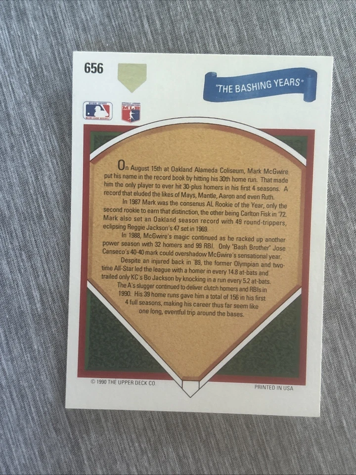 1991 Upper Deck - Mark McGwire #656 - Image 3 of 4