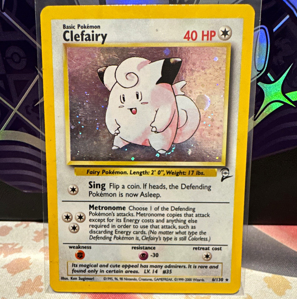 Pokemon TCG Base Set 2 Clefairy 6/130 Holo Rare 40 HP Basic English ...