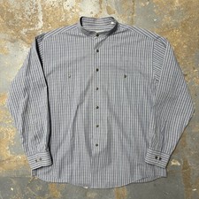 Vintage YSL Yves Saint Laurent Blue Stripped Button up shirt Men Size Large