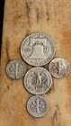 B) 90% Silver 1961 D Franklin Half 1957 D Quarter & 3 1950s  Roosevelts — photo 2