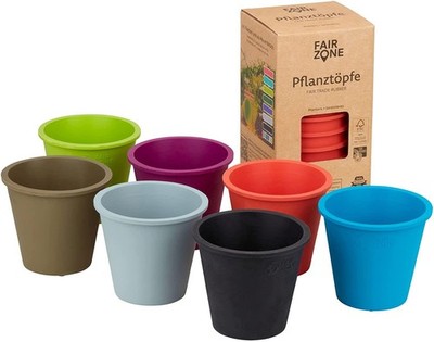 FAIR ZONE Pflanztopf Colour Mix 6er- Set FSC 100% Blumentöpfe aus Naturkautschuk