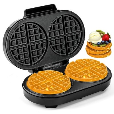 Double Waffle Maker 6 Inch 1200W Belgian Waffle Iron for Breakfast Snacks Make 2