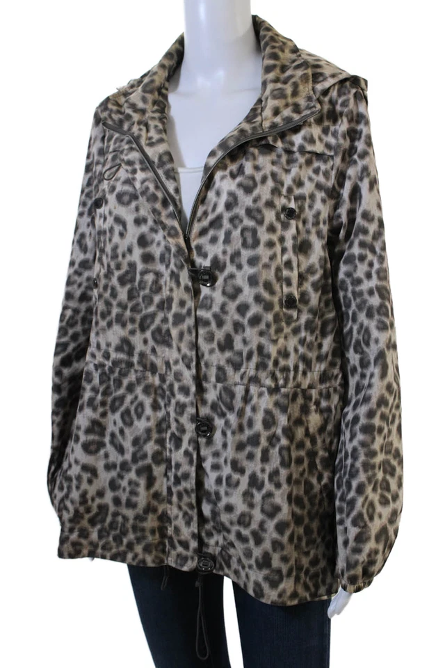 Hawke & Co Mujer Beige Estampado Animal Anorak Botón Talla M Foto 3 de 4