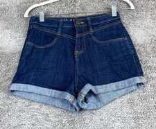The Classic High Rise Denim Jean Shorts Women's 4 Blue Cuffed Hem Dark Wash