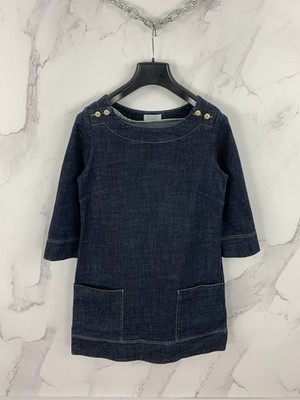 Toast Indigo Denim Tunic Dress Pockets Size 12