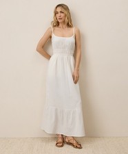 Pact Women’s Coastal Double Gauze Sea Salt Cami Maxi Dress Large