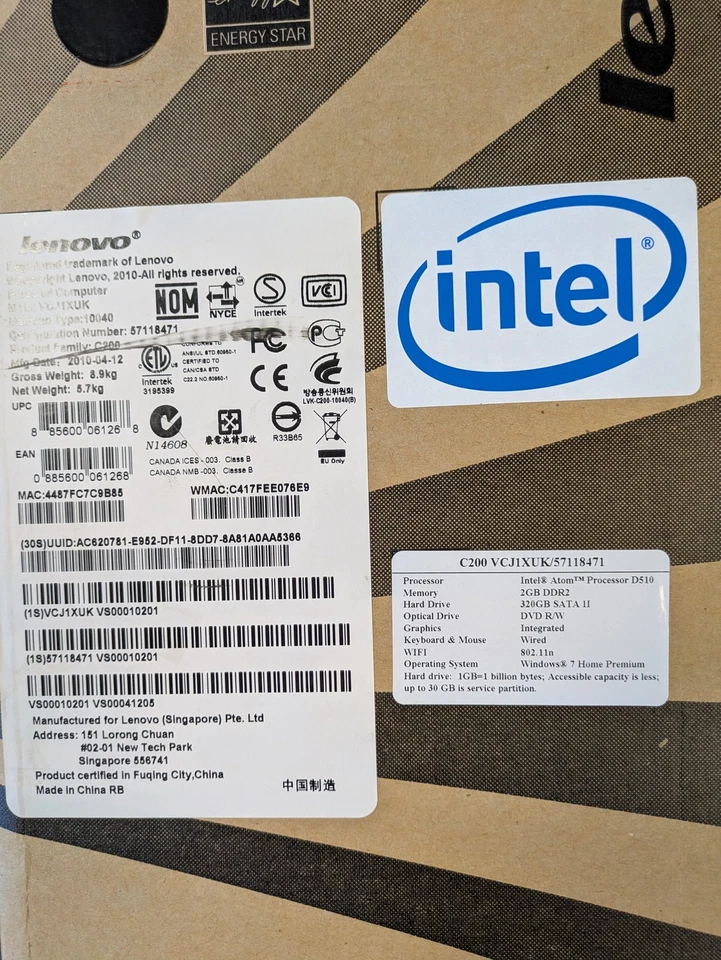 Lenovo C200 All-in-One Desktop Intel Atom D510 2GB RAM 320GB HDD - Image 4 of 4