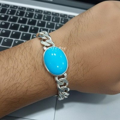 Salman Khan Turquoise Curb Chain Bracelet 925 Sterling Silver Gift For Boyfriend