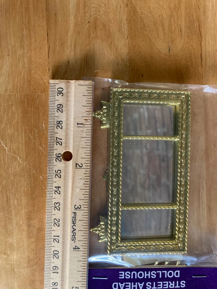 Espejo de paisaje manto francés dorado brillante miniatura para casa de muñecas nueva escala 1:12 Foto 2 de 3