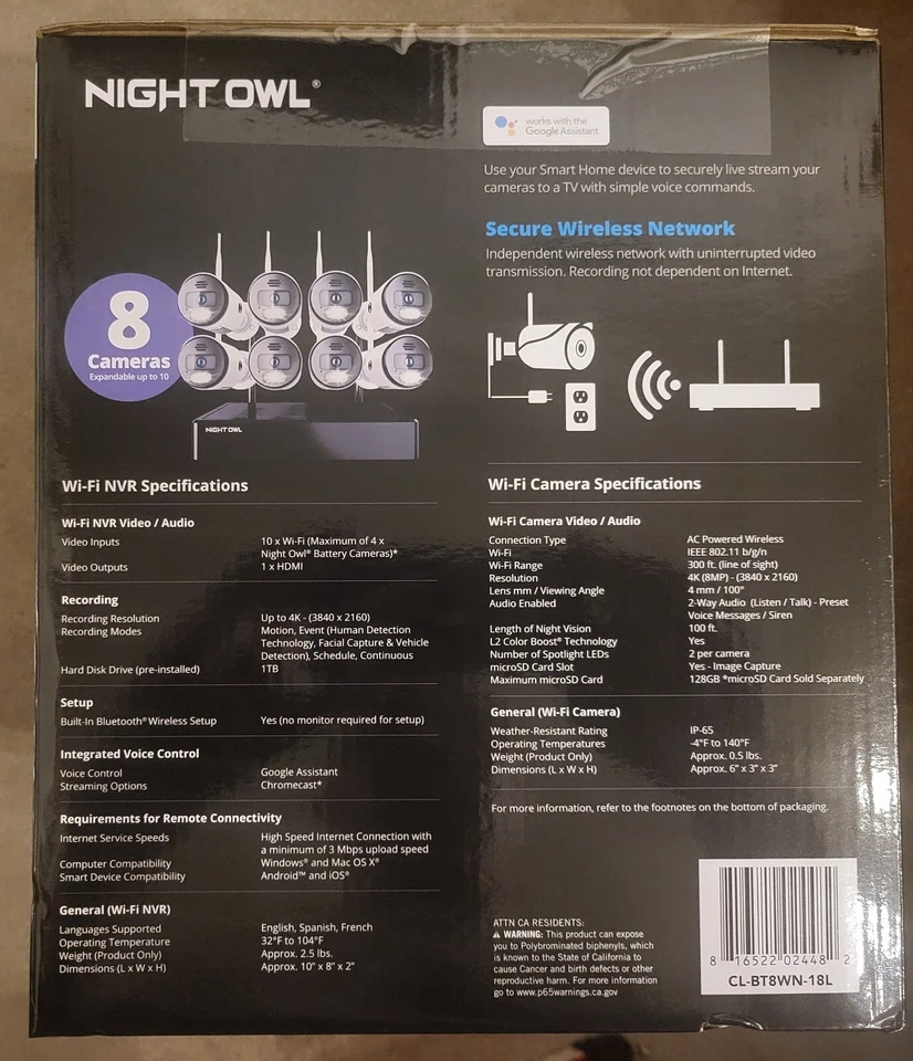 Cámara de video seguridad para el hogar Night Owl CL-BT8WN-18L Bluetooth - 8 cámaras - NUEVA Foto 3 de 3