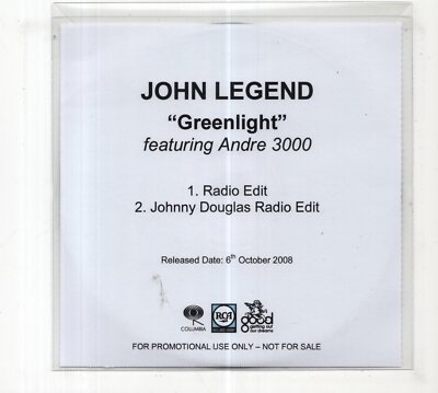(JC771) John Legend, Greenlight ft Andre 3000 - 2008 DJ CD