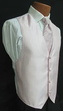 Mens Light Pink Jean Yves Tuxedo Vest & Choice of Tie Formal Wedding Cruise Prom