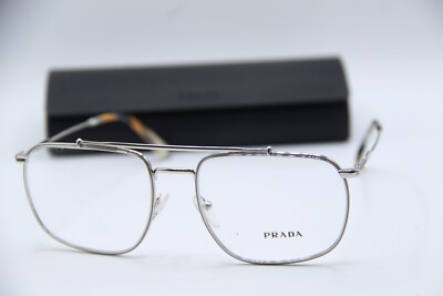 NEW PRADA VPR 56U SILVER 1BC-1O1 AUTHENTIC DESIGNER EYEGLASSES W/CASE 55-18