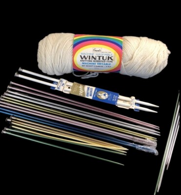 Vintage Bundle BOYE Zephr Aluminum & Plastic Knitting Needles + Grants Wintuk