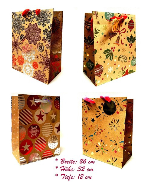 24 WeihnachtstüTen Weihnachten GeschenktüTen Geschenktaschen TüTen Braun A4-image