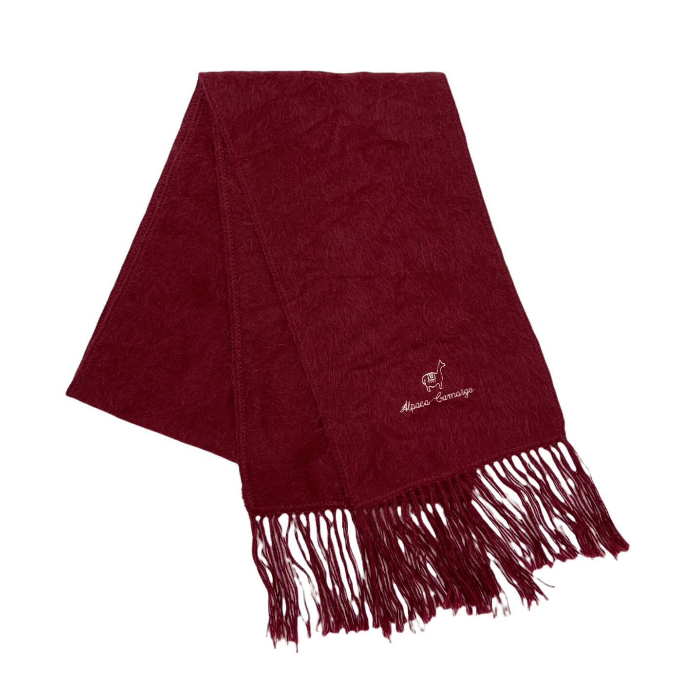Bufanda de lana alpaca camargo hecha en Perú borgoña flecos cálidos suaves eBay