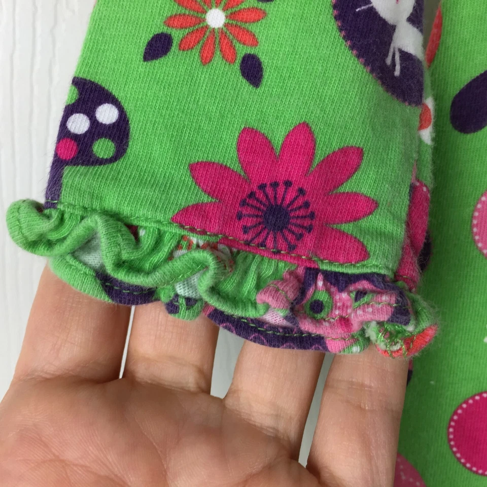 Vestido Le Top Verde Rosa Púrpura Búho Gato Algodón Jersey Estampado - Niñas 24 Meses Foto 4 de 4
