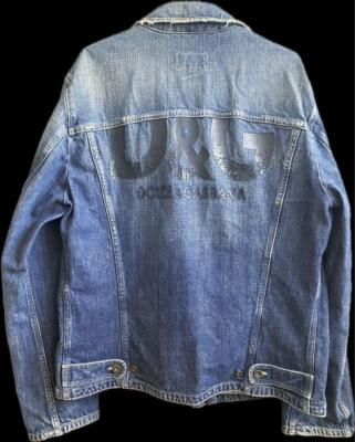 Dolce&Gabbana Men L D&G Denim Jacket Back Logo Jean Blue Autumn