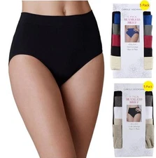 Carole Hochman Womens Seamless Brief Soft Full Coverage Multicolor 5 Pack NEW OP