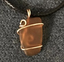 Sea Glass Necklace Handmade Frosted Brown Sea Glass Pendant
