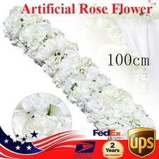 100cm Artificial Rose Flower Row Wedding Wall Floral Arrangement Backdrop Decor