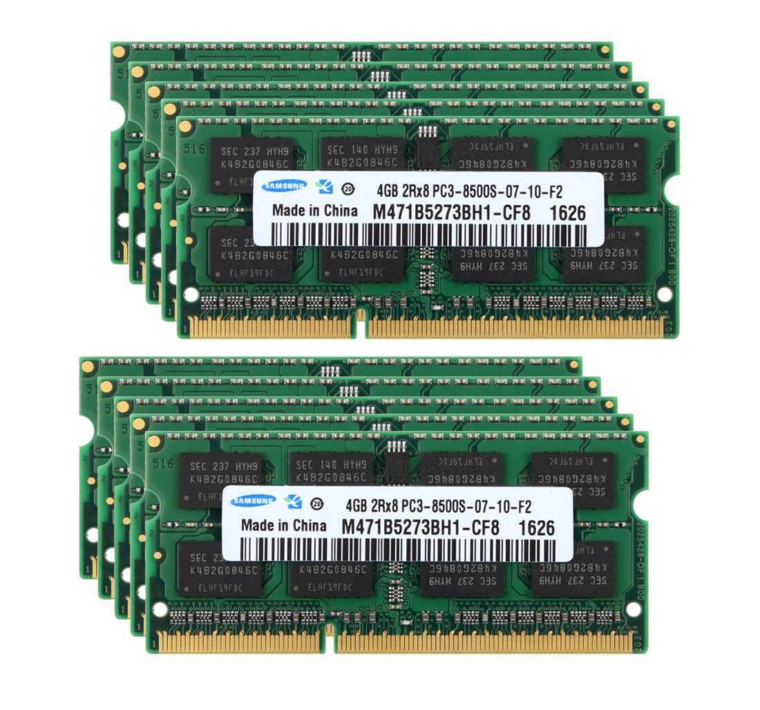 10PCS Samsung 4GB 2RX8 DDR3 1066MHz PC3-8500S SODIMM Laptop
