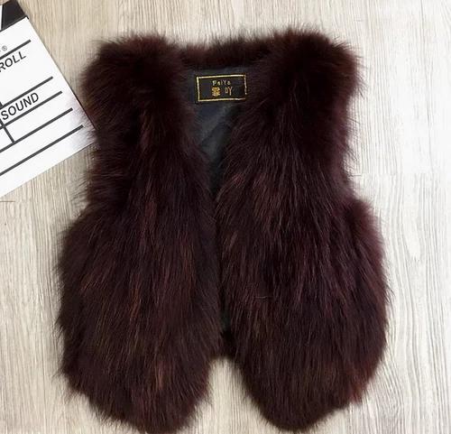 Women's Short Real Fur Autumn Winter Gilet Fox Fur Vest Waistcoats Sleeveless - Picture 12 of 29