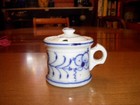 Vintage Porcelain Jelly Jar Sugar Pot Germany Blue White — photo 1