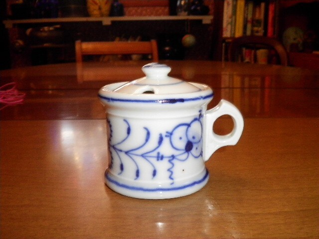 Vintage Porcelain Jelly Jar Sugar Pot Germany Blue White