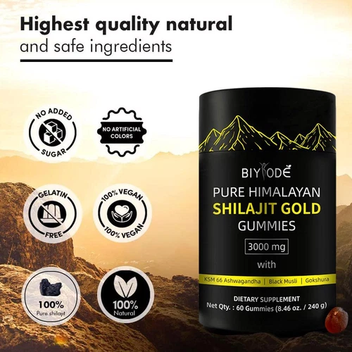 Pure Himalayan Gold Shilajit with Ashwagandha & Gokshura, 60 Gummies - Picture 3 of 10
