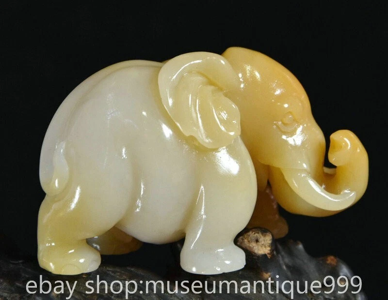 2.6" Chinese Natural Shoushan stone Carving Animal Elephant Statue Sculpture - Image 3 of 4