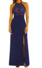 Size 11 Navy Open Back Illusion Waist Prom Homecoming Mom Bride Gown Dress NWT — photo 2