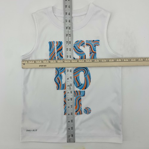 Nike Dri Fit Tank Top Youth Size M (5-6 Year) White Sleeveless Big Logo Athletic - Picture 4 of 9