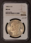 1883-O $1 Morgan Silver Dollar - Luster - Light Toning - NGC MS 64 - SKU-X1689
