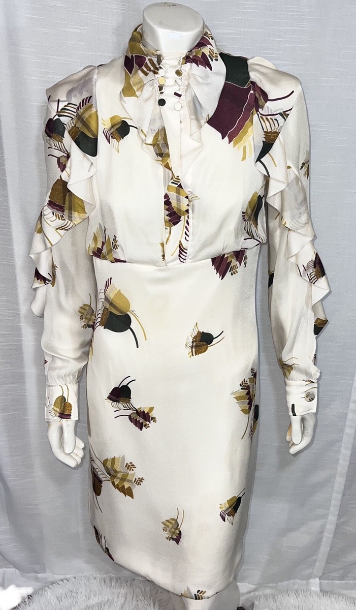 GUCCI 2007ssフリンジ付きストール フリーダジャンニーニ F/W 2007 GUCCI Ruffle Sleeve Silk Dress Sz 44 Frida Giannini