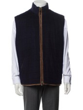 Loro Piana 100 Cashmere Suede Quilted Lined Vest Navy XL Italy 2750