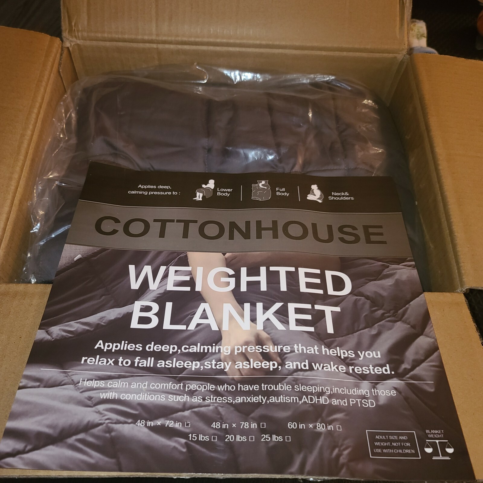 Cottonhouse Weighted Blanket 15 Lbs 48x72 For Calming pressure To Relax & sleep-image