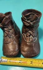 4" Vintage Colored Bronze Baby Boots