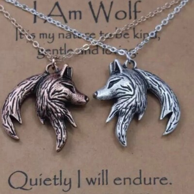 I am Double Wolf Viking Double Sided Pendant on Chain & Rope Necklace