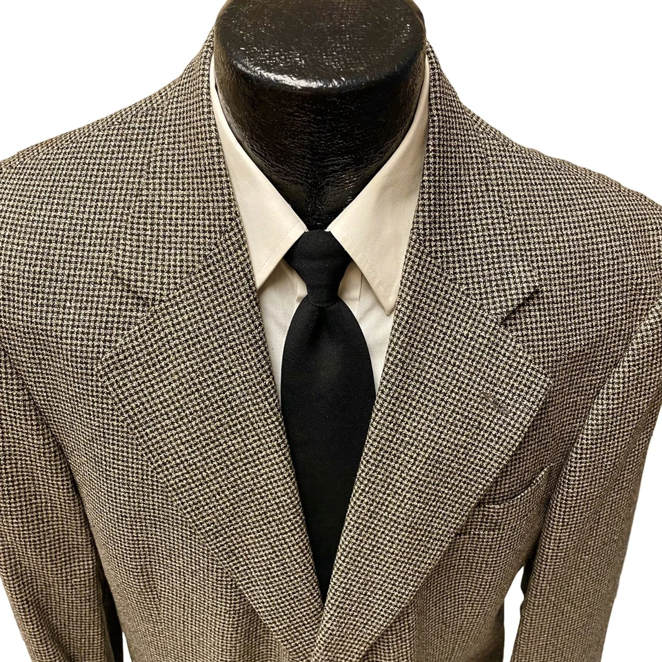 Abrigo deportivo Robert Stock para hombre negro dorado chaqueta a cuadros blazer de lana de seda 42 L Foto 2 de 4