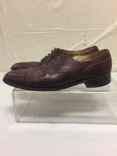 Saxone Burgundy Leather Cap Toe Dress Shoes Mens Sz 10.5 Oxford Wingtips VINTAGE