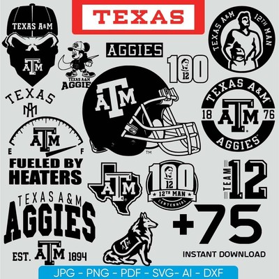 75+ Texas Longhorns Football SVG Bundle | American Football Silhouettes Files