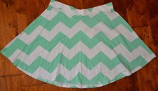 Women's Rue 21 Mint Green  White Chevron Stripe Slip On Skirt Size L/XL