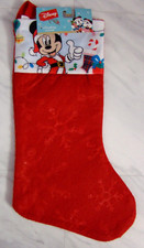 New Disney Mickey Mouse Red Felt Snow Flake Print Christmas Stockings