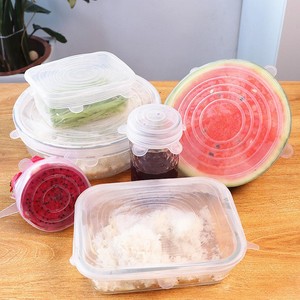4pcs//Set Reusable Silicone Bowl Food Fresh Keeping Wrap Stretch Seal Cover Film