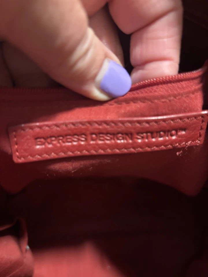 EXPRESS DESIGN STUDIO Mujer Bolso de Mano Cuero Cartera Grande Rojo Oscuro Foto 4 de 4