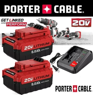 FOR PORTER-CABLE 2PACK for PORTER CABLE 20V 20 Volt Lithium Battery /Charger Max PCC680L PCC685L