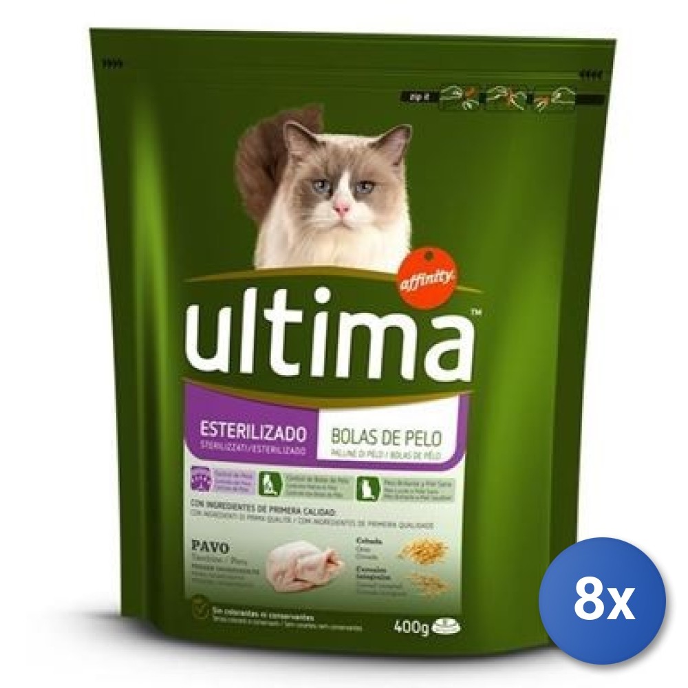 8x Bundle Ultima Gatto Croccantini Sterilaz Hairb 440Gr